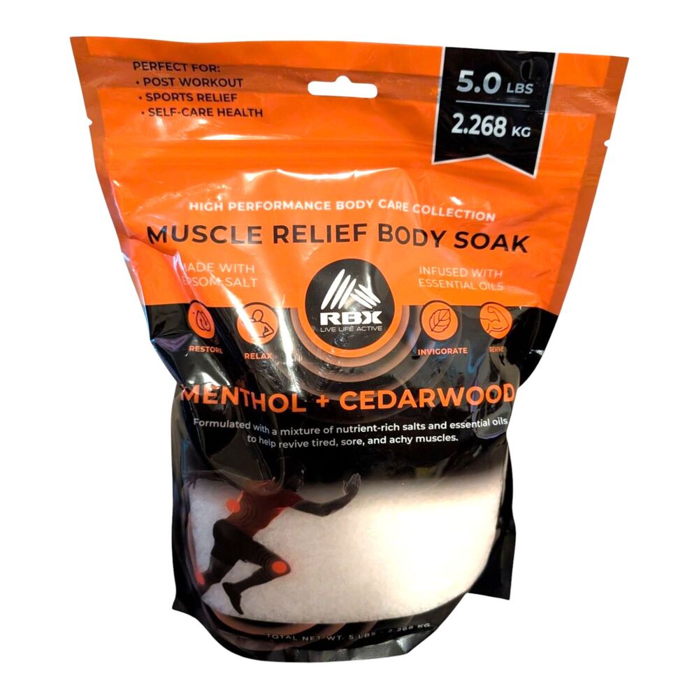 RBX Mens Muscle Relief Body Soak Menthol & Cedarwood 5 Lbs Bath Salt Muscles
